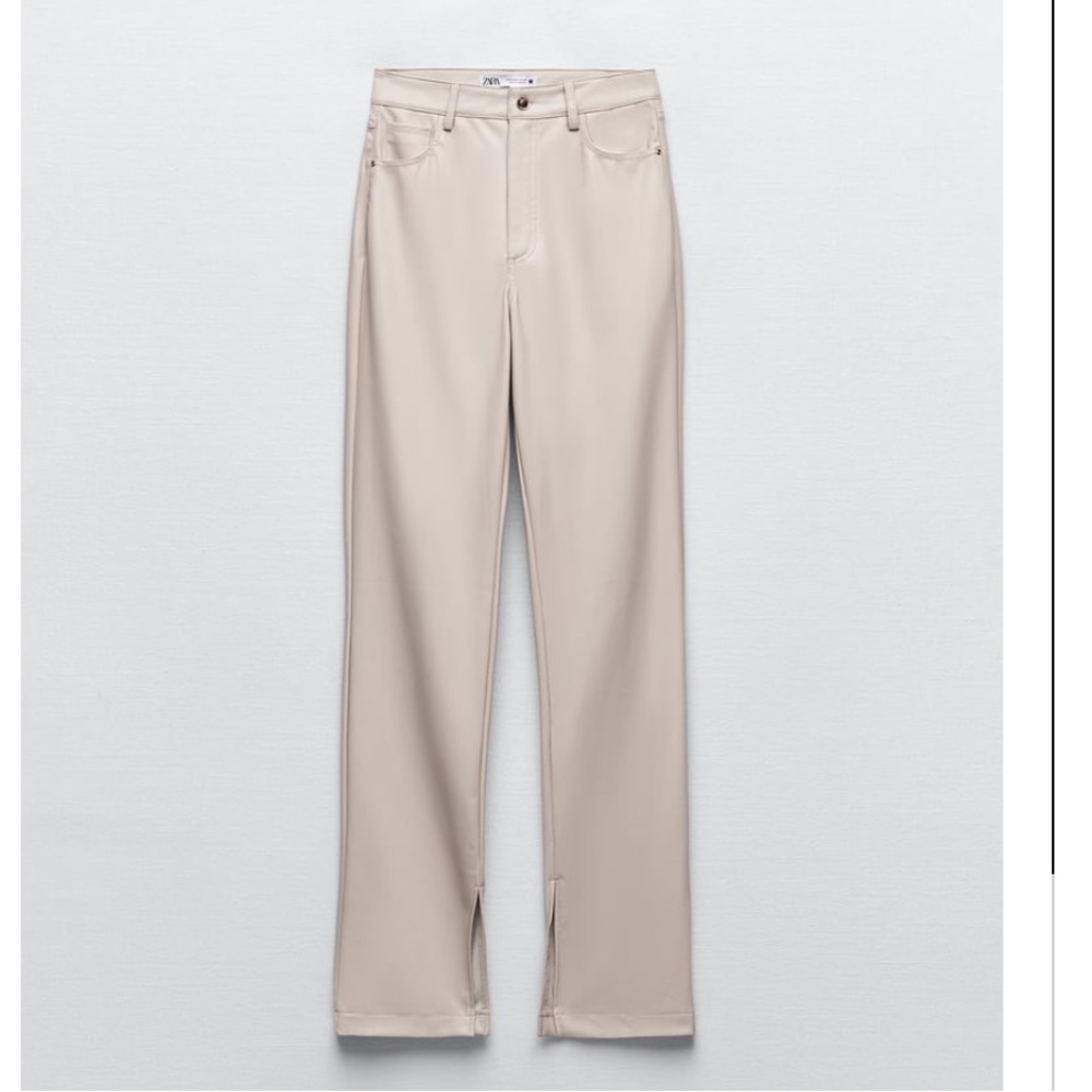 ZARA faux leather flared slit slim fit pants size 27 (4)